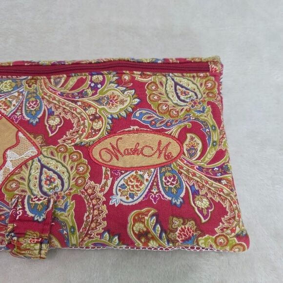 Unbranded Wear Me/Wash Me Lingerie Swim Bag Red Trim Snap Zipper Close Floral - Picture 2 of 15